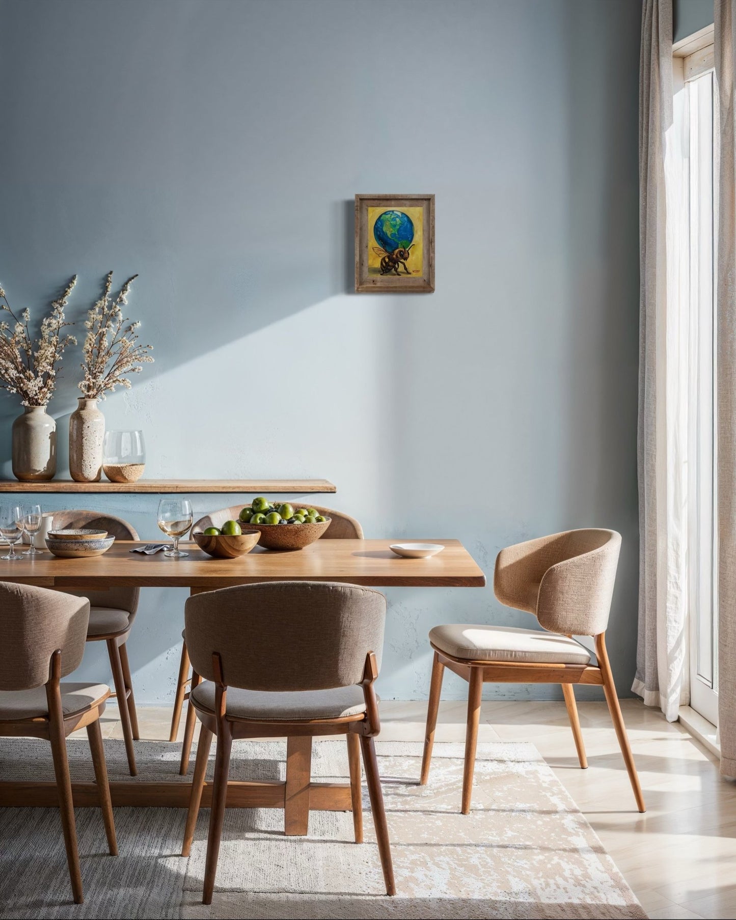 Atlas – Original Bee & Earth Oil Painting by David Ussery | 8x10 on MDF Panel | Framed, Signed, Varnished, Ready to Hang - David Ussery