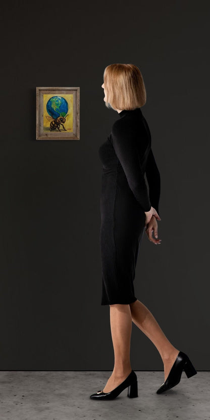 Atlas – Original Bee & Earth Oil Painting by David Ussery | 8x10 on MDF Panel | Framed, Signed, Varnished, Ready to Hang - David Ussery