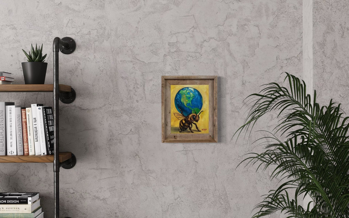 Atlas – Original Bee & Earth Oil Painting by David Ussery | 8x10 on MDF Panel | Framed, Signed, Varnished, Ready to Hang - David Ussery