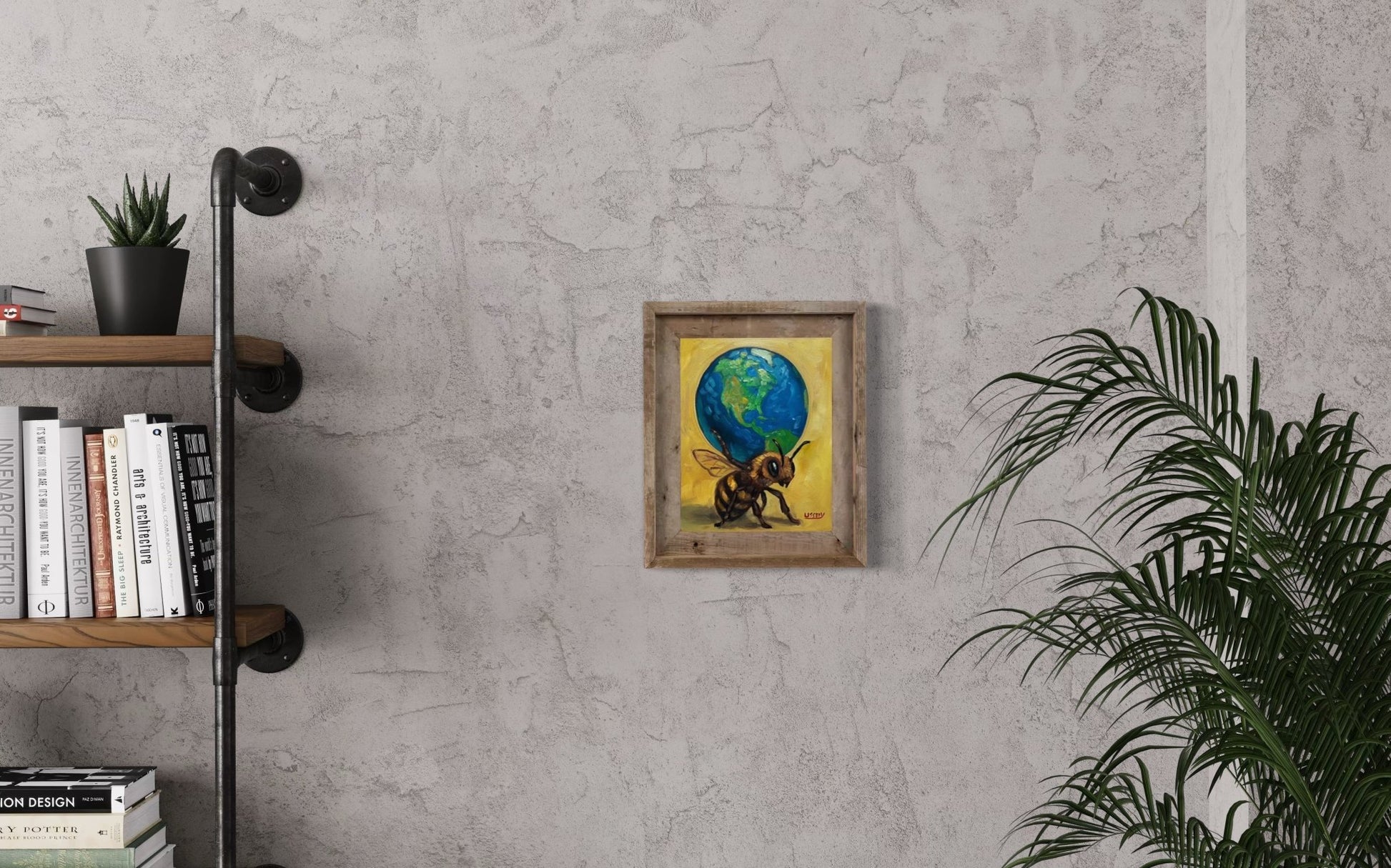 Atlas – Original Bee & Earth Oil Painting by David Ussery | 8x10 on MDF Panel | Framed, Signed, Varnished, Ready to Hang - David Ussery