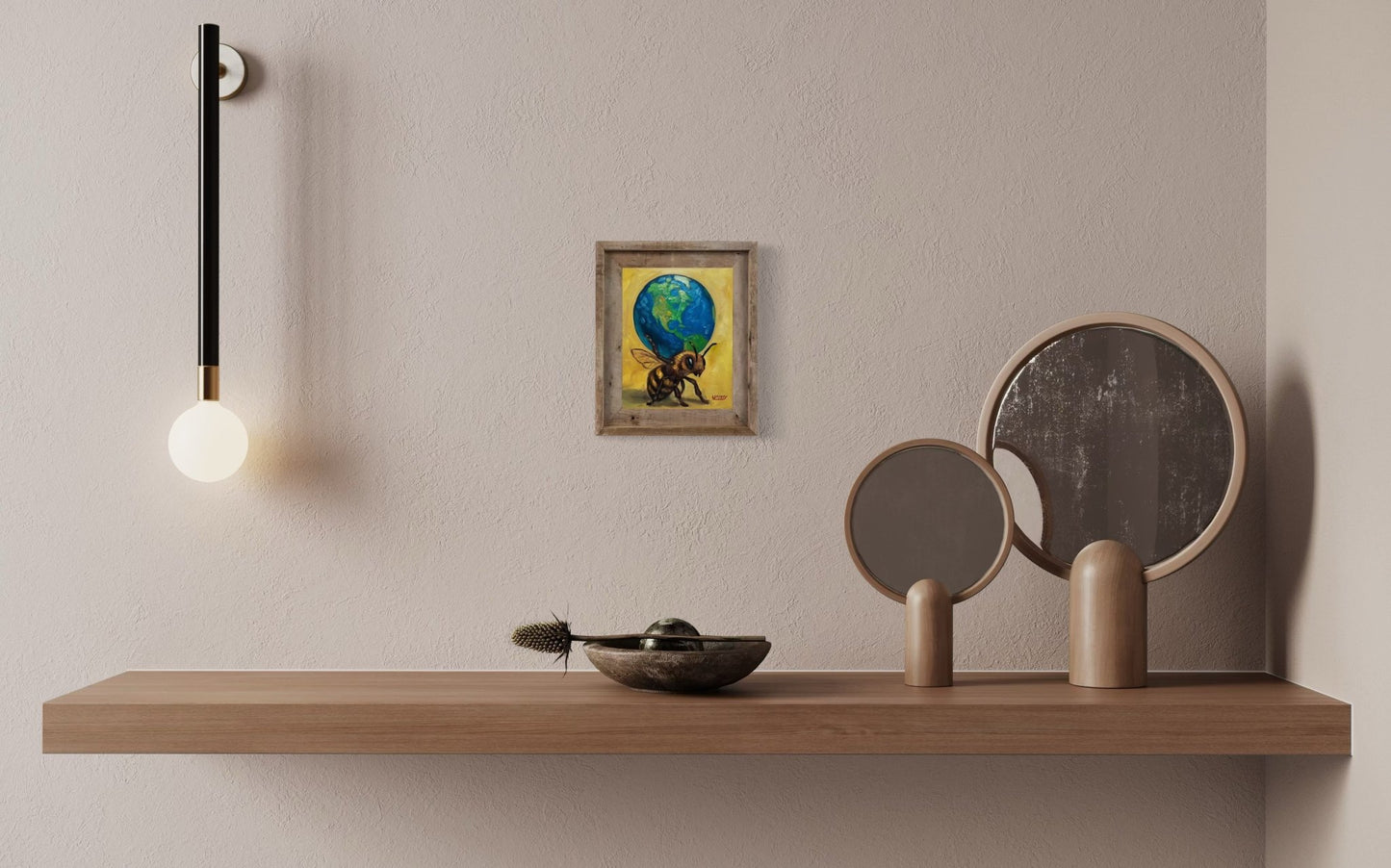 Atlas – Original Bee & Earth Oil Painting by David Ussery | 8x10 on MDF Panel | Framed, Signed, Varnished, Ready to Hang - David Ussery