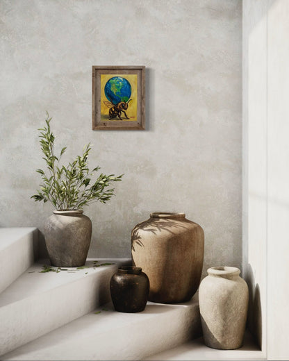 Atlas – Original Bee & Earth Oil Painting by David Ussery | 8x10 on MDF Panel | Framed, Signed, Varnished, Ready to Hang - David Ussery