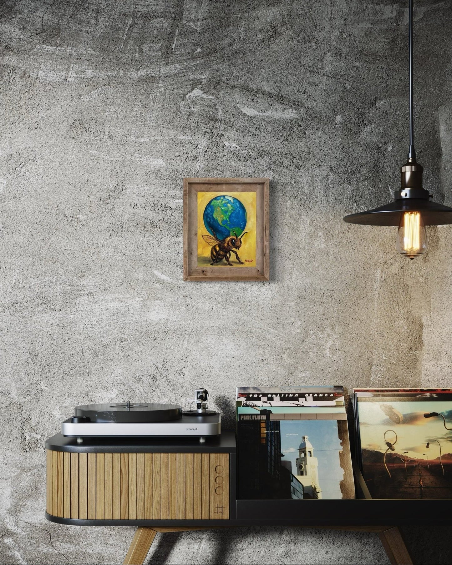 Atlas – Original Bee & Earth Oil Painting by David Ussery | 8x10 on MDF Panel | Framed, Signed, Varnished, Ready to Hang - David Ussery