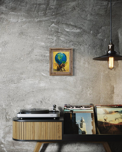 Atlas – Original Bee & Earth Oil Painting by David Ussery | 8x10 on MDF Panel | Framed, Signed, Varnished, Ready to Hang - David Ussery