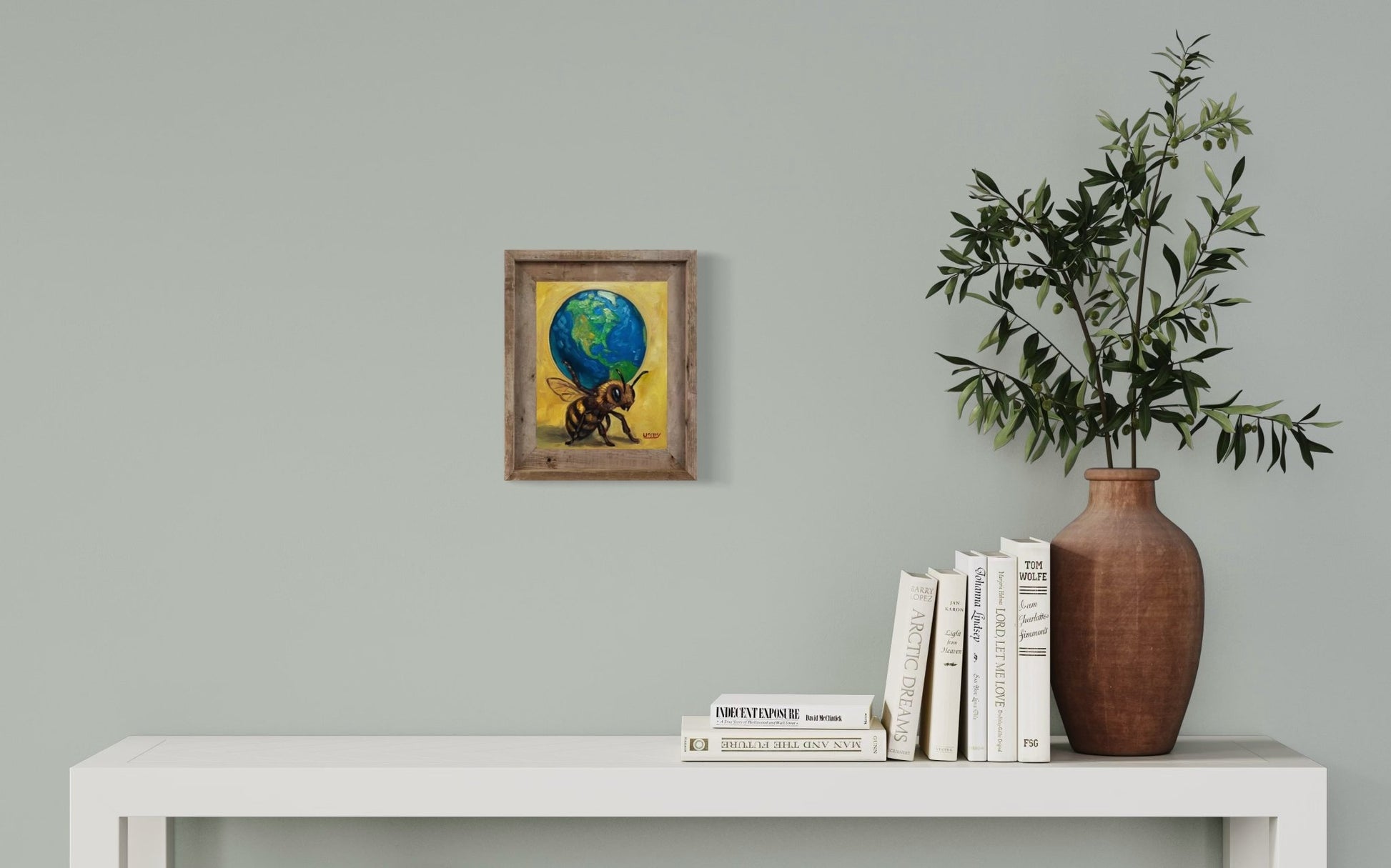 Atlas – Original Bee & Earth Oil Painting by David Ussery | 8x10 on MDF Panel | Framed, Signed, Varnished, Ready to Hang - David Ussery