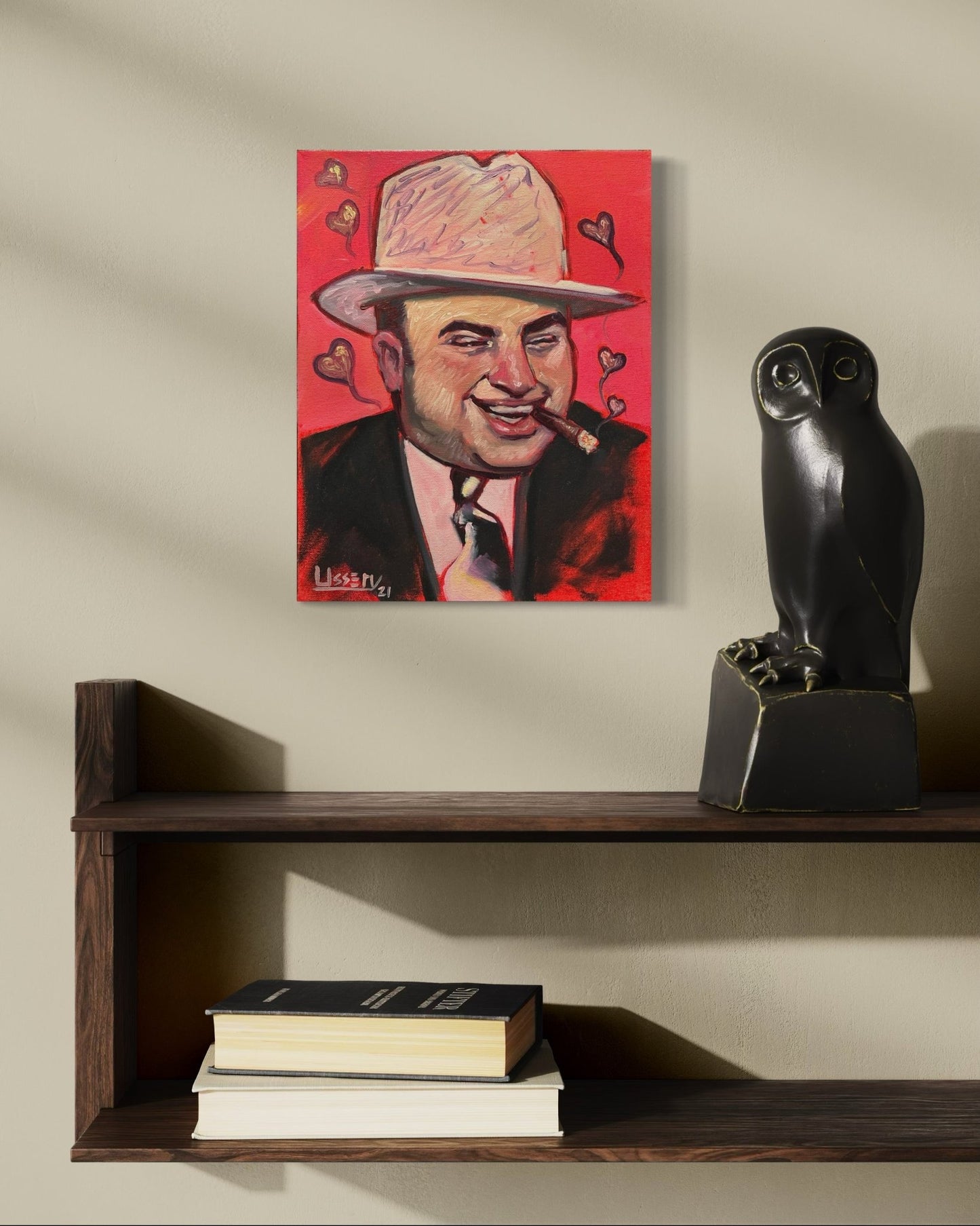 Capone – Original Oil Painting | 11” x 14” | Gangster Portrait | Film Noir Decor | FREE Shipping - David Ussery