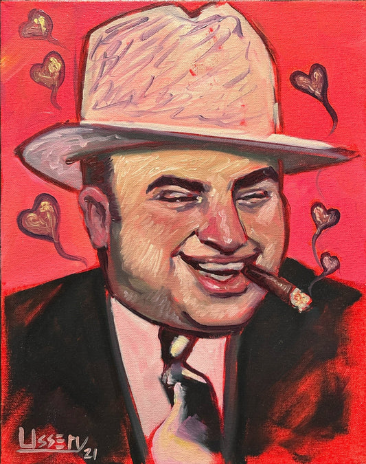 Capone – Original Oil Painting | 11” x 14” | Gangster Portrait | Film Noir Decor | FREE Shipping - David Ussery