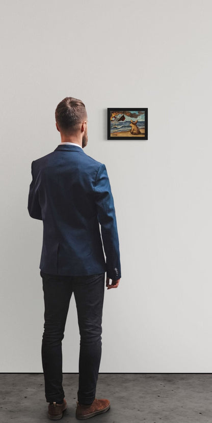 Did My Ship Come In? – Original 6”x8” Oil Painting by David Ussery | Satirical Surreal Pig Art - David Ussery