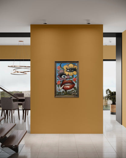 Floral Fusion oil 24x36 Panel, Framed - David Ussery