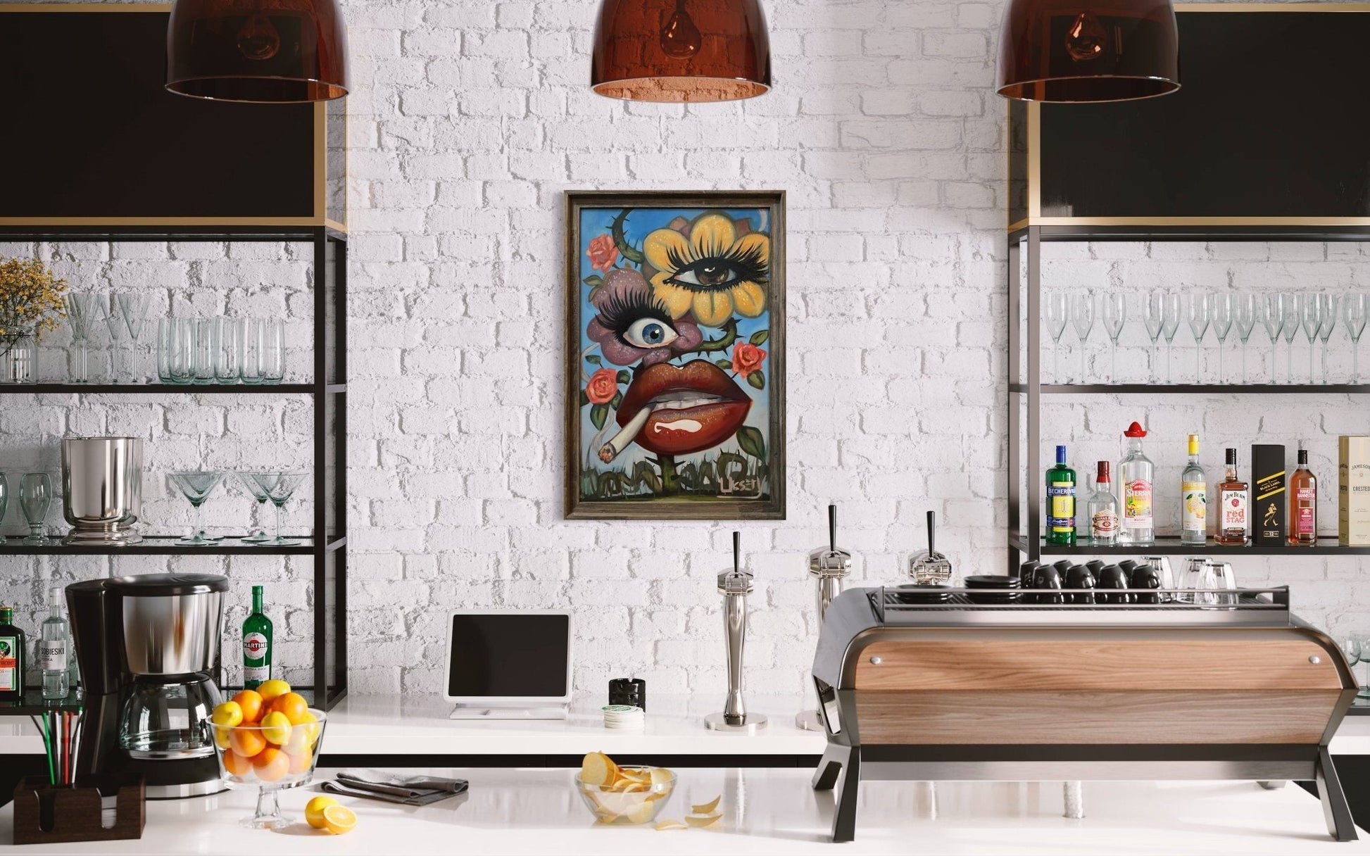 Floral Fusion oil 24x36 Panel, Framed - David Ussery