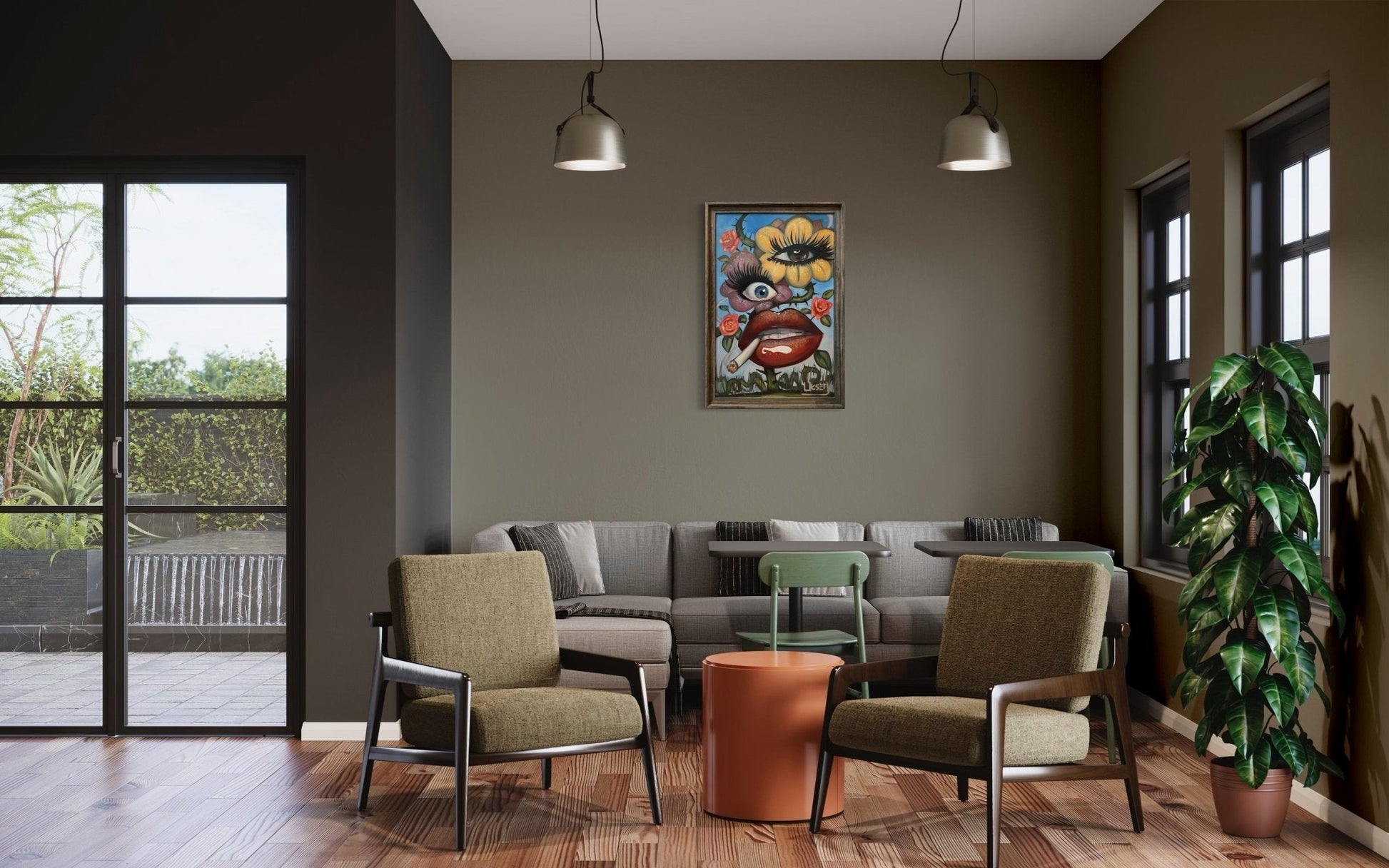 Floral Fusion oil 24x36 Panel, Framed - David Ussery