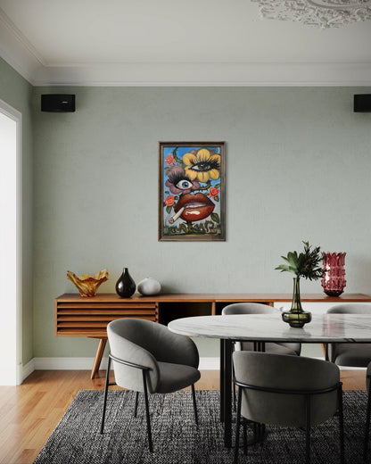 Floral Fusion oil 24x36 Panel, Framed - David Ussery