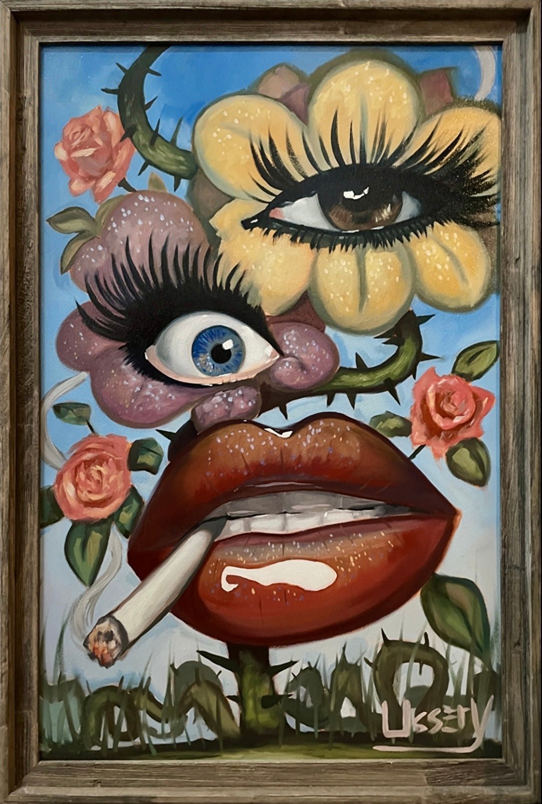 Floral Fusion oil 24x36 Panel, Framed - David Ussery