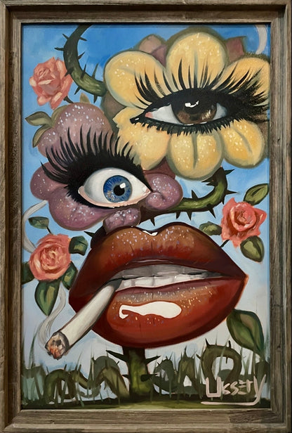 Floral Fusion oil 24x36 Panel, Framed - David Ussery