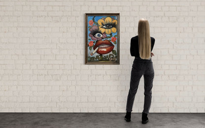 Floral Fusion oil 24x36 Panel, Framed - David Ussery