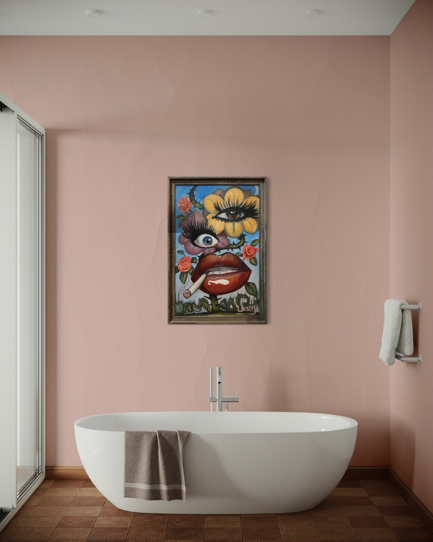 Floral Fusion oil 24x36 Panel, Framed - David Ussery