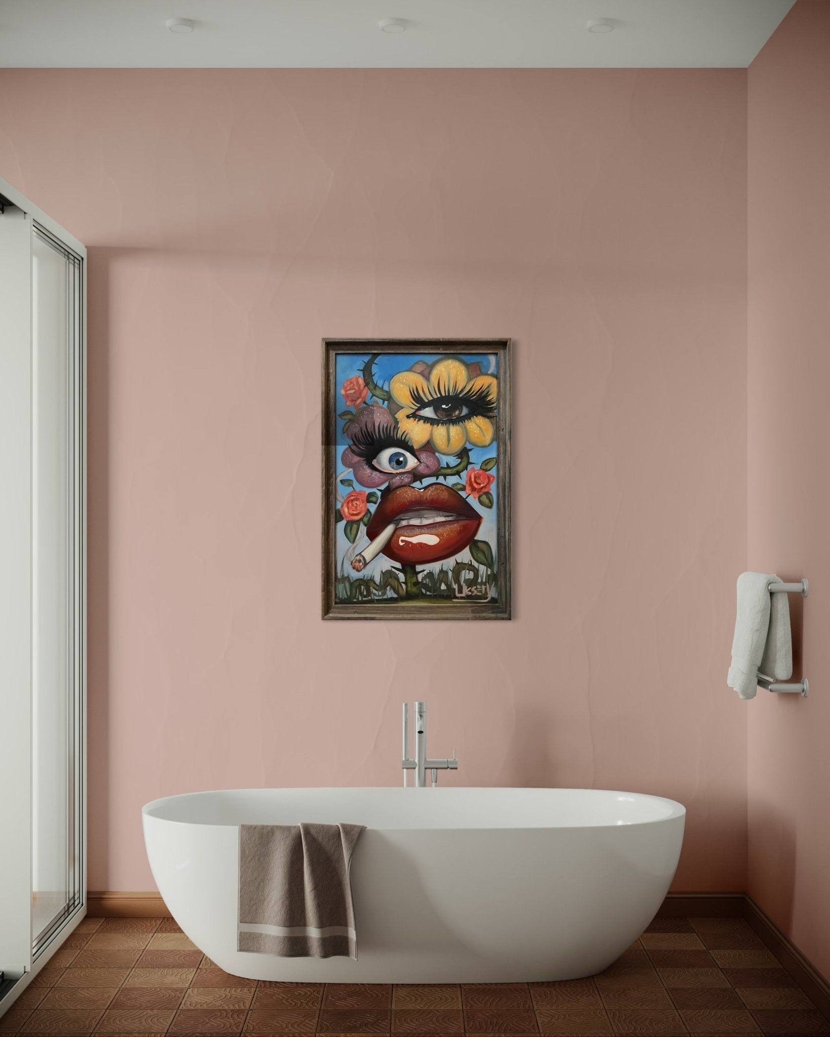 Floral Fusion oil 24x36 Panel, Framed - David Ussery