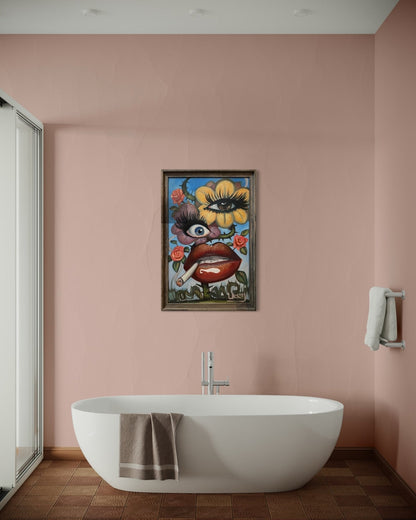 Floral Fusion oil 24x36 Panel, Framed - David Ussery