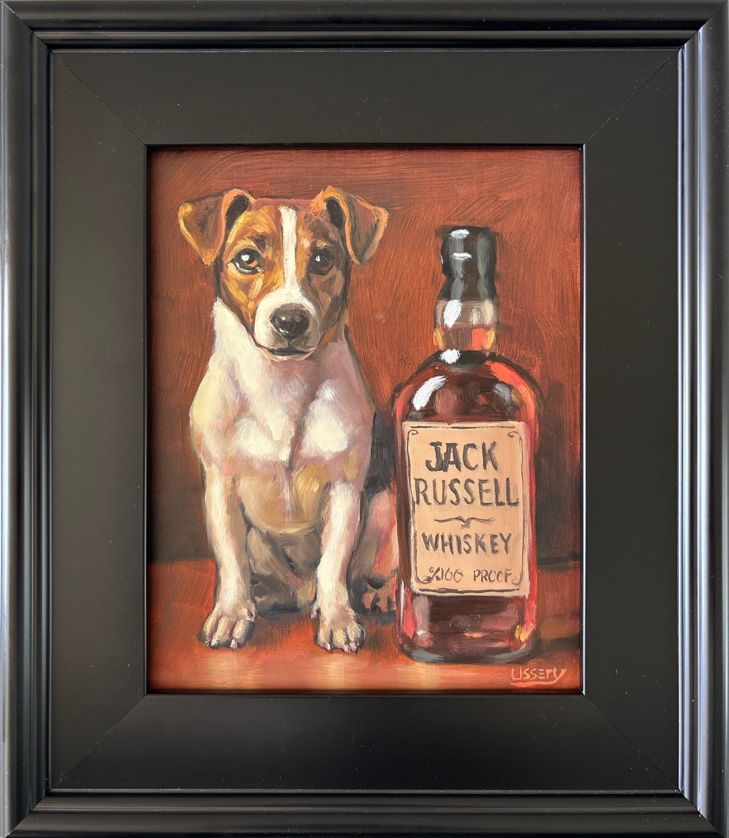 Jack Russell Whiskey – Original Oil Painting by David Ussery (8x10 Framed) - David Ussery