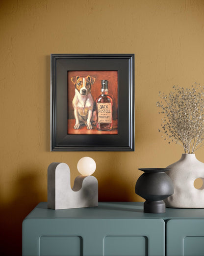 Jack Russell Whiskey – Original Oil Painting by David Ussery (8x10 Framed) - David Ussery