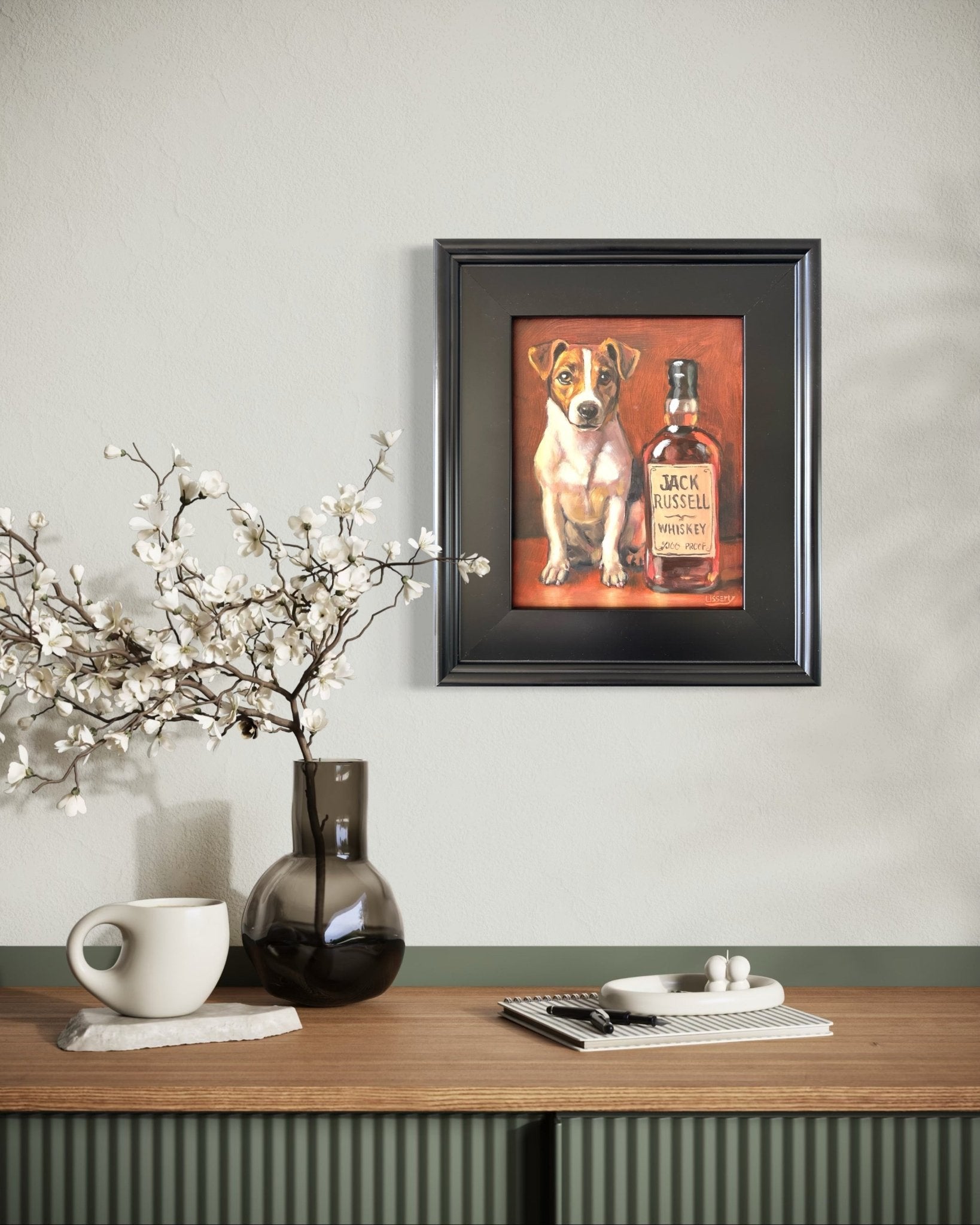 Jack Russell Whiskey – Original Oil Painting by David Ussery (8x10 Framed) - David Ussery