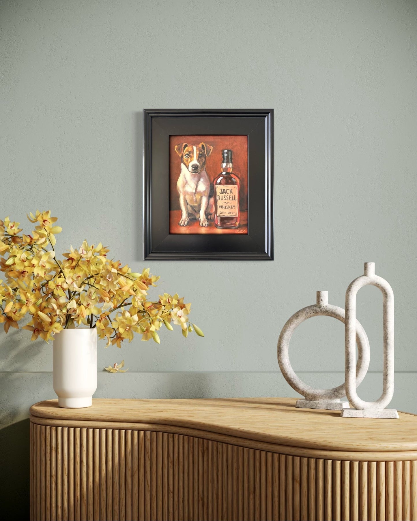 Jack Russell Whiskey – Original Oil Painting by David Ussery (8x10 Framed) - David Ussery