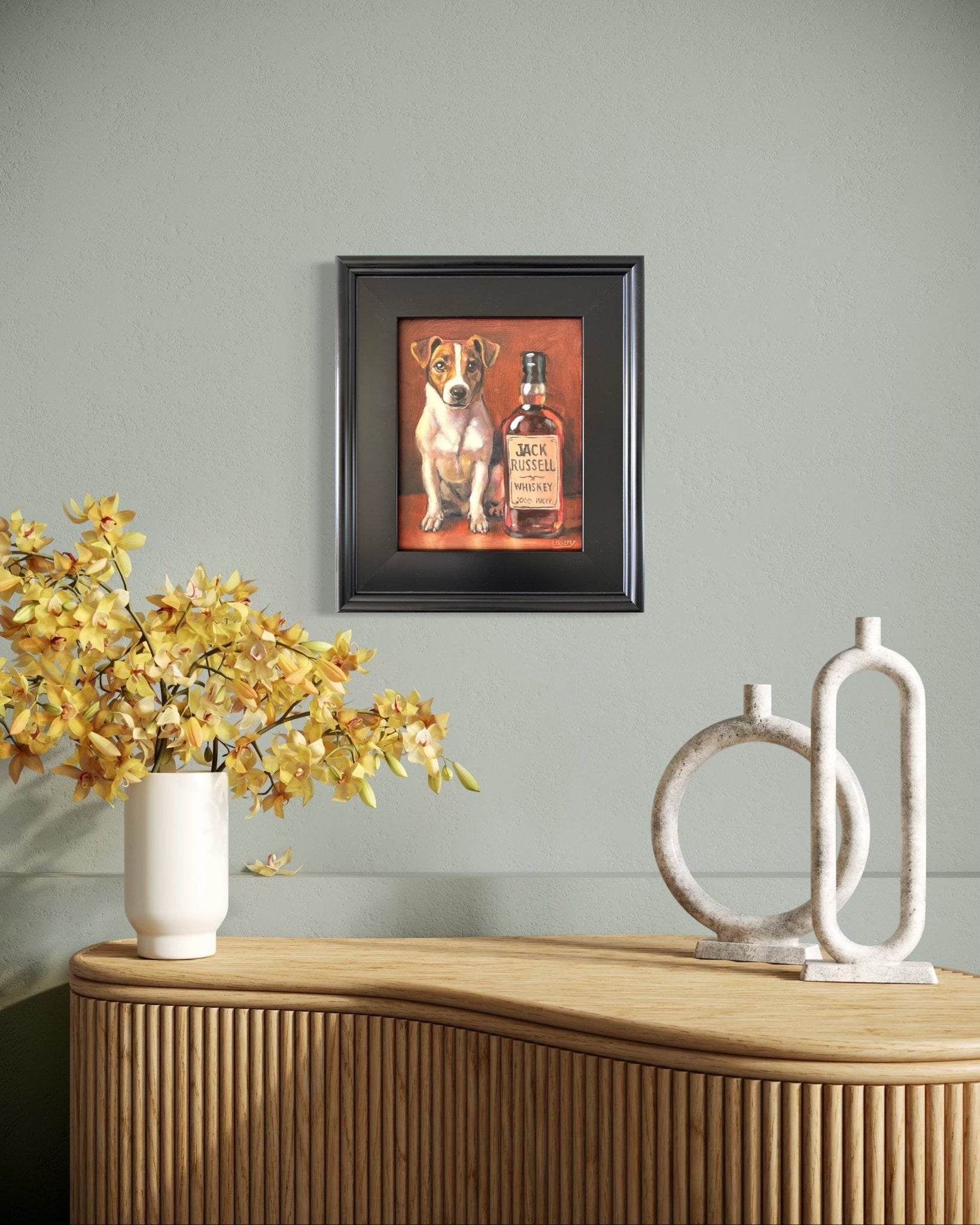 Jack Russell Whiskey – Original Oil Painting by David Ussery (8x10 Framed) - David Ussery