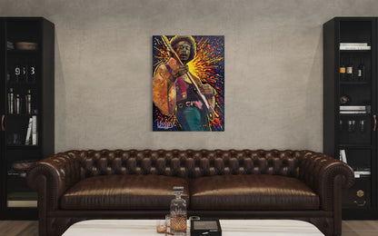 Jimmy’s Fire – Original Jimi Hendrix Acrylic Painting on 30x40 Canvas by David Ussery | Rock & Roll Fine Art - David Ussery