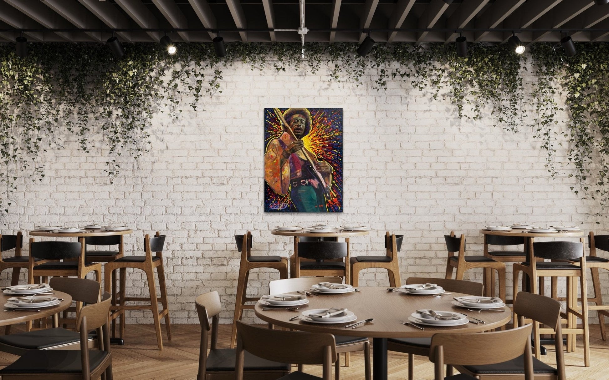 Jimmy’s Fire – Original Jimi Hendrix Acrylic Painting on 30x40 Canvas by David Ussery | Rock & Roll Fine Art - David Ussery