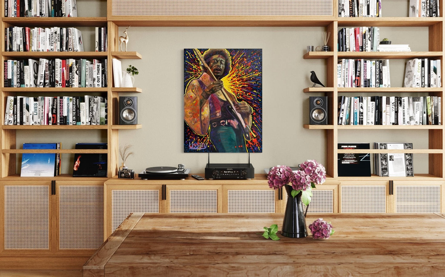 Jimmy’s Fire – Original Jimi Hendrix Acrylic Painting on 30x40 Canvas by David Ussery | Rock & Roll Fine Art - David Ussery