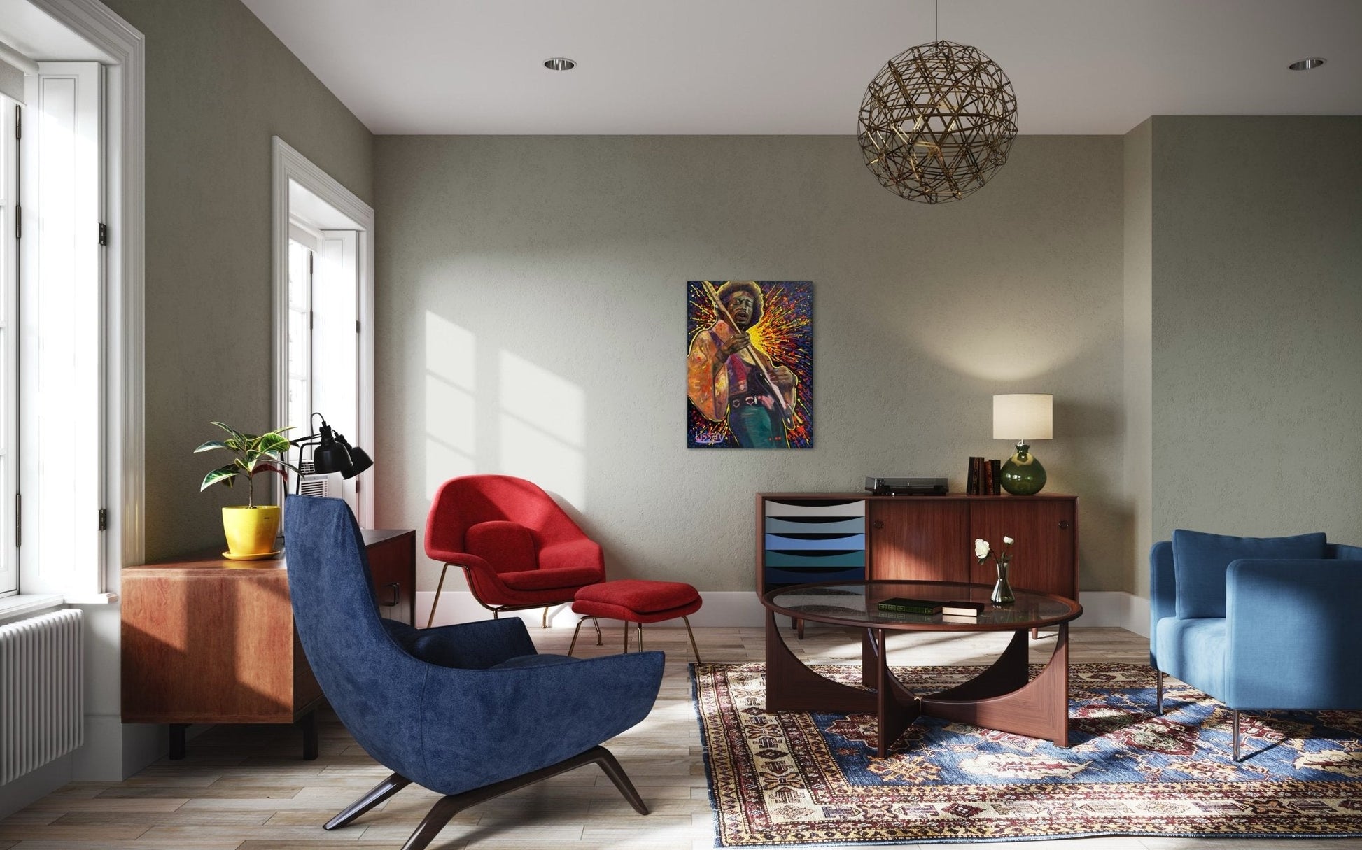 Jimmy’s Fire – Original Jimi Hendrix Acrylic Painting on 30x40 Canvas by David Ussery | Rock & Roll Fine Art - David Ussery