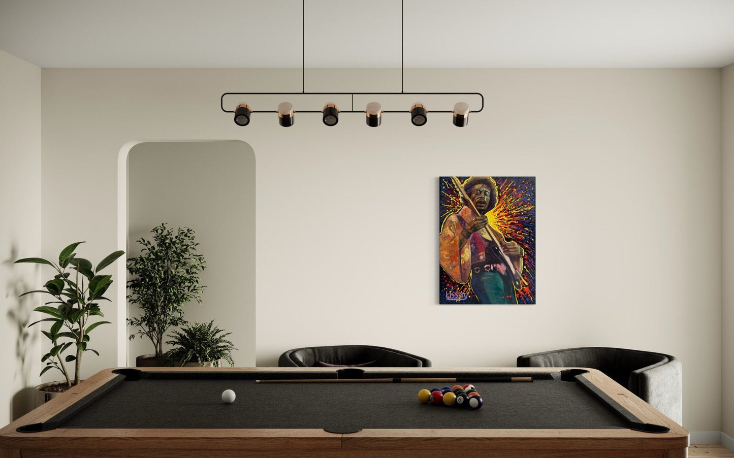 Jimmy’s Fire – Original Jimi Hendrix Acrylic Painting on 30x40 Canvas by David Ussery | Rock & Roll Fine Art - David Ussery