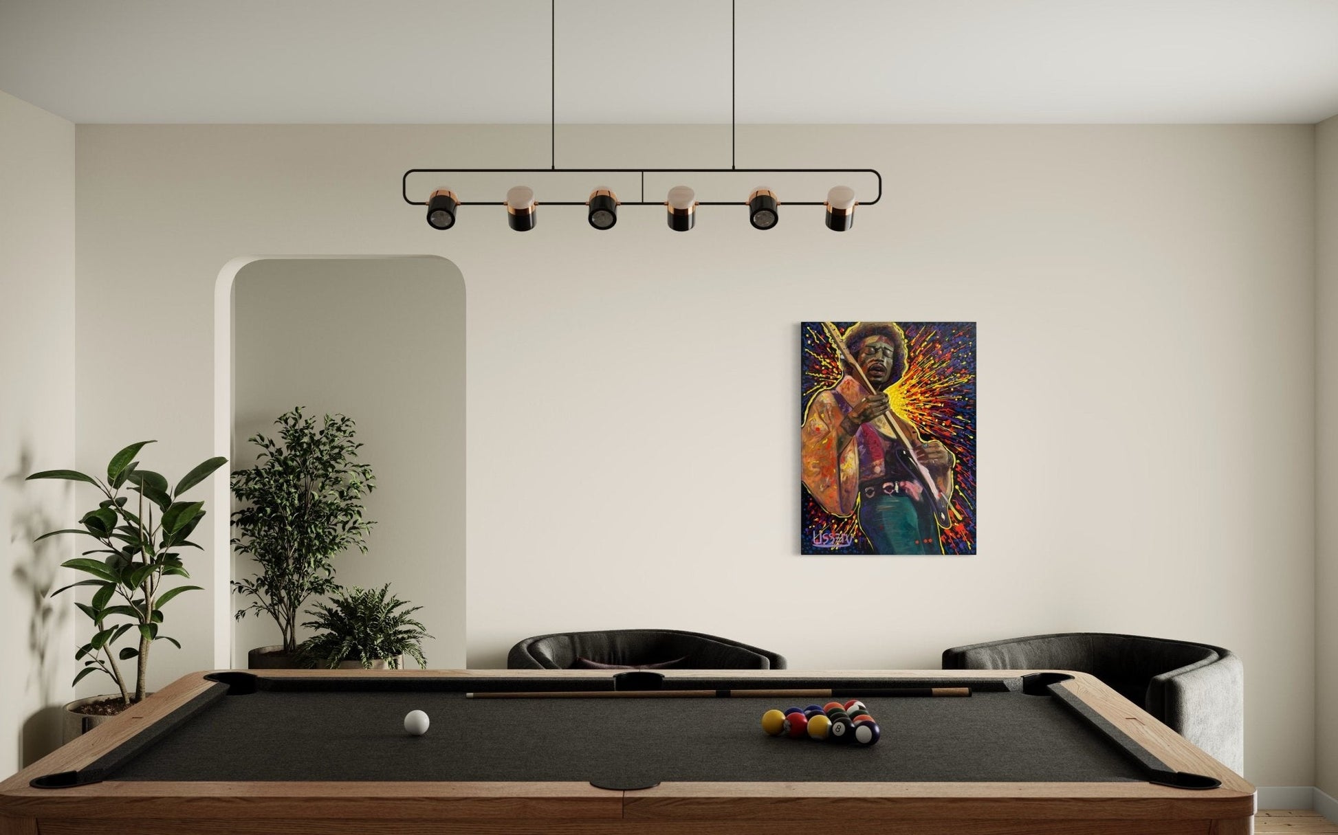 Jimmy’s Fire – Original Jimi Hendrix Acrylic Painting on 30x40 Canvas by David Ussery | Rock & Roll Fine Art - David Ussery