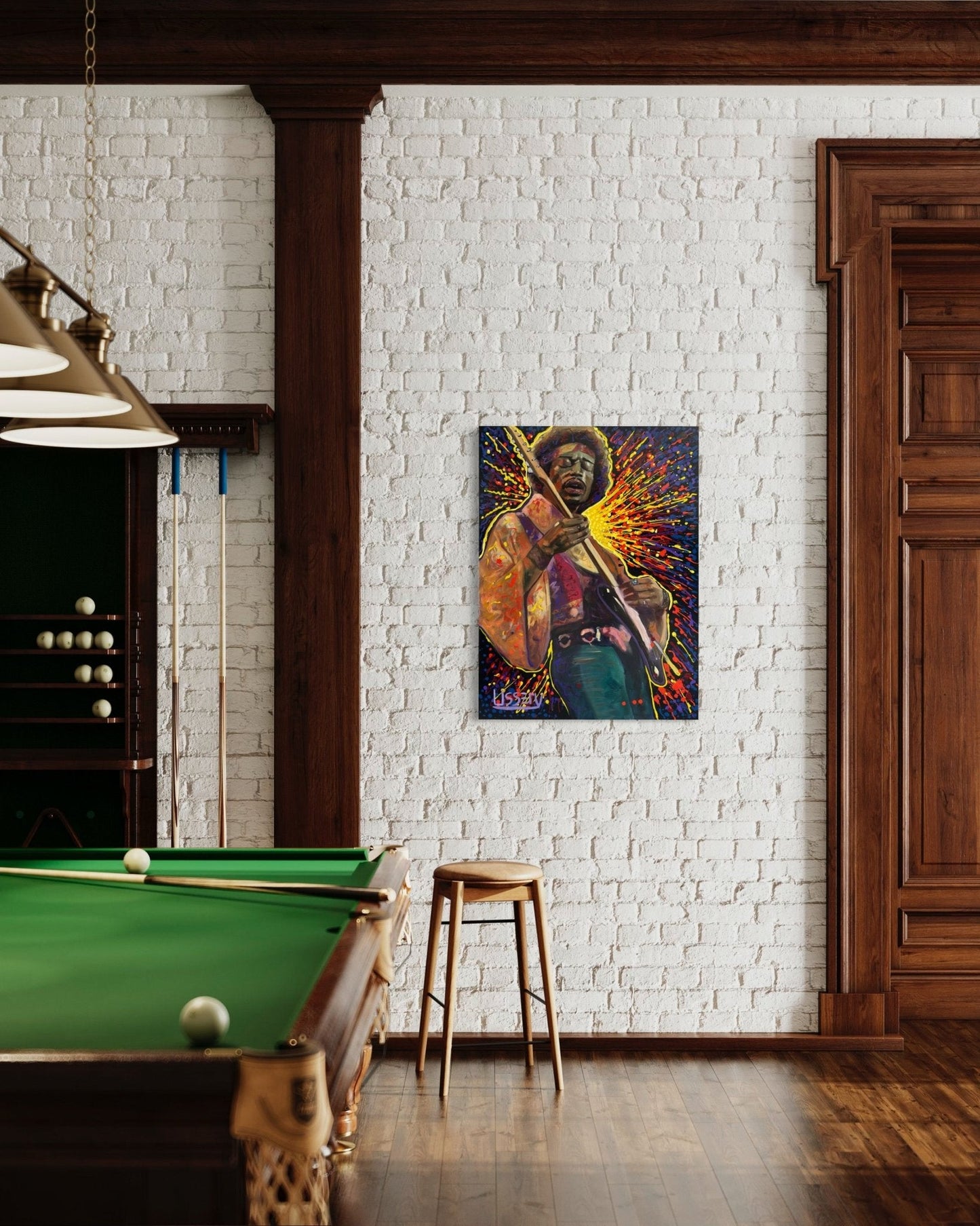 Jimmy’s Fire – Original Jimi Hendrix Acrylic Painting on 30x40 Canvas by David Ussery | Rock & Roll Fine Art - David Ussery