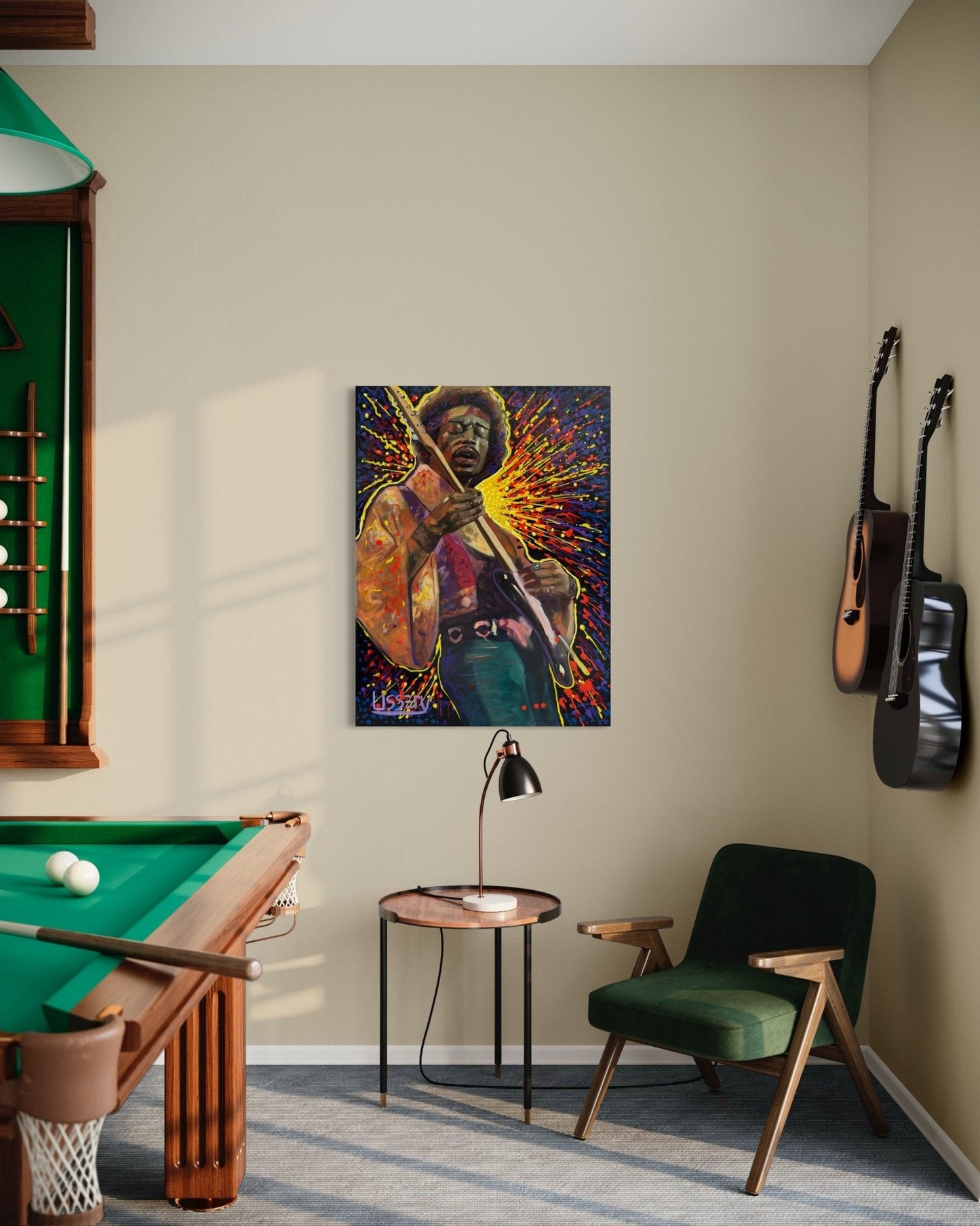 Jimmy’s Fire – Original Jimi Hendrix Acrylic Painting on 30x40 Canvas by David Ussery | Rock & Roll Fine Art - David Ussery