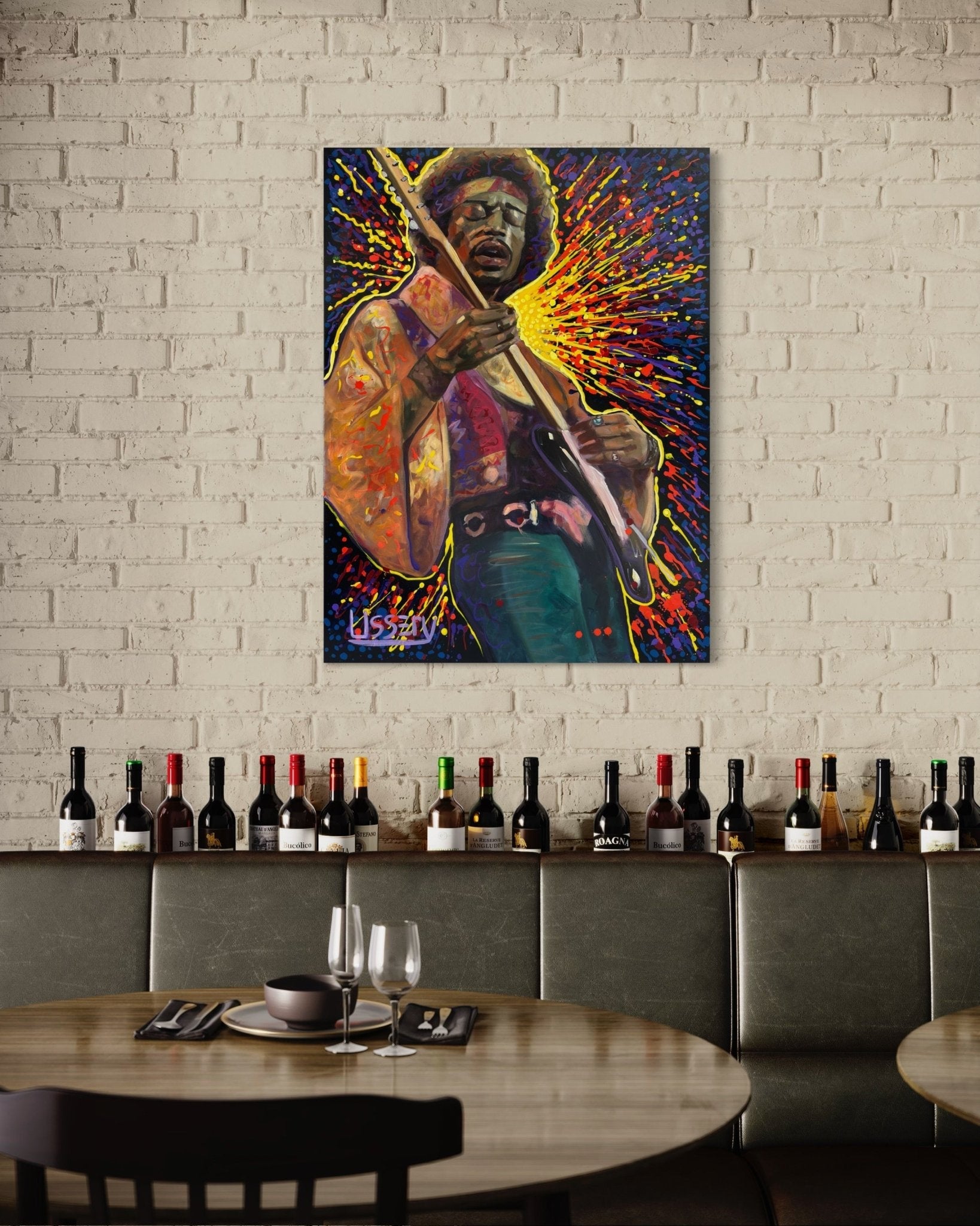 Jimmy’s Fire – Original Jimi Hendrix Acrylic Painting on 30x40 Canvas by David Ussery | Rock & Roll Fine Art - David Ussery