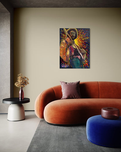Jimmy’s Fire – Original Jimi Hendrix Acrylic Painting on 30x40 Canvas by David Ussery | Rock & Roll Fine Art - David Ussery