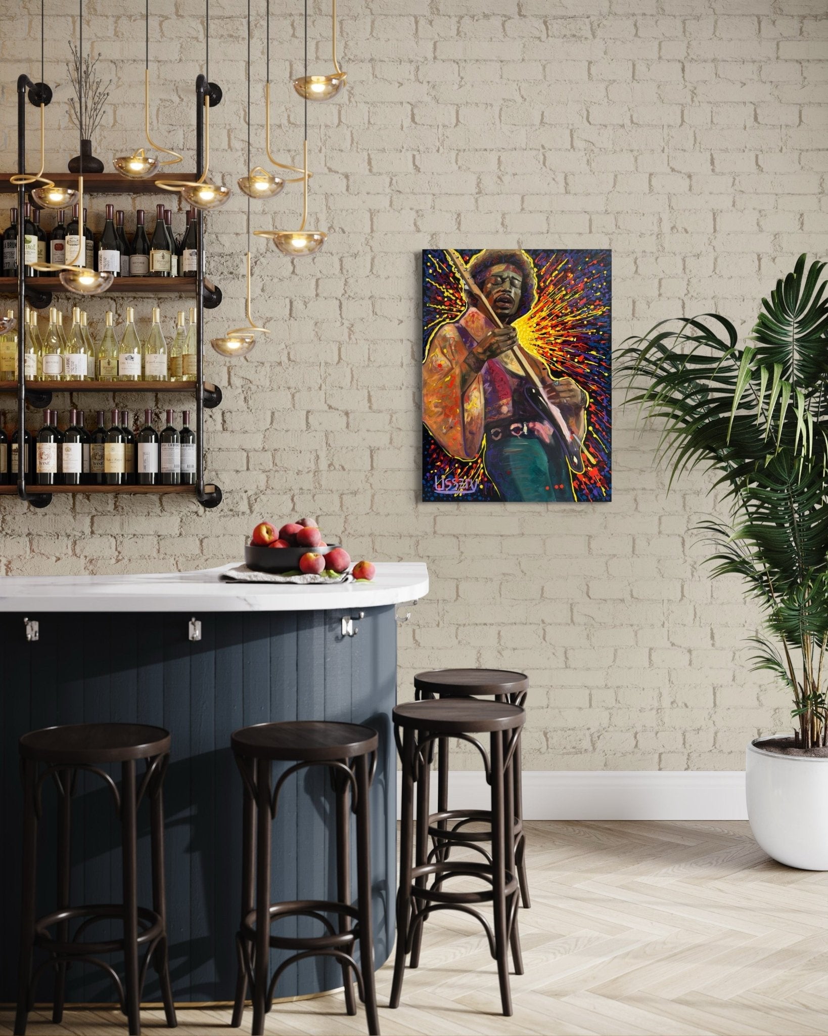 Jimmy’s Fire – Original Jimi Hendrix Acrylic Painting on 30x40 Canvas by David Ussery | Rock & Roll Fine Art - David Ussery