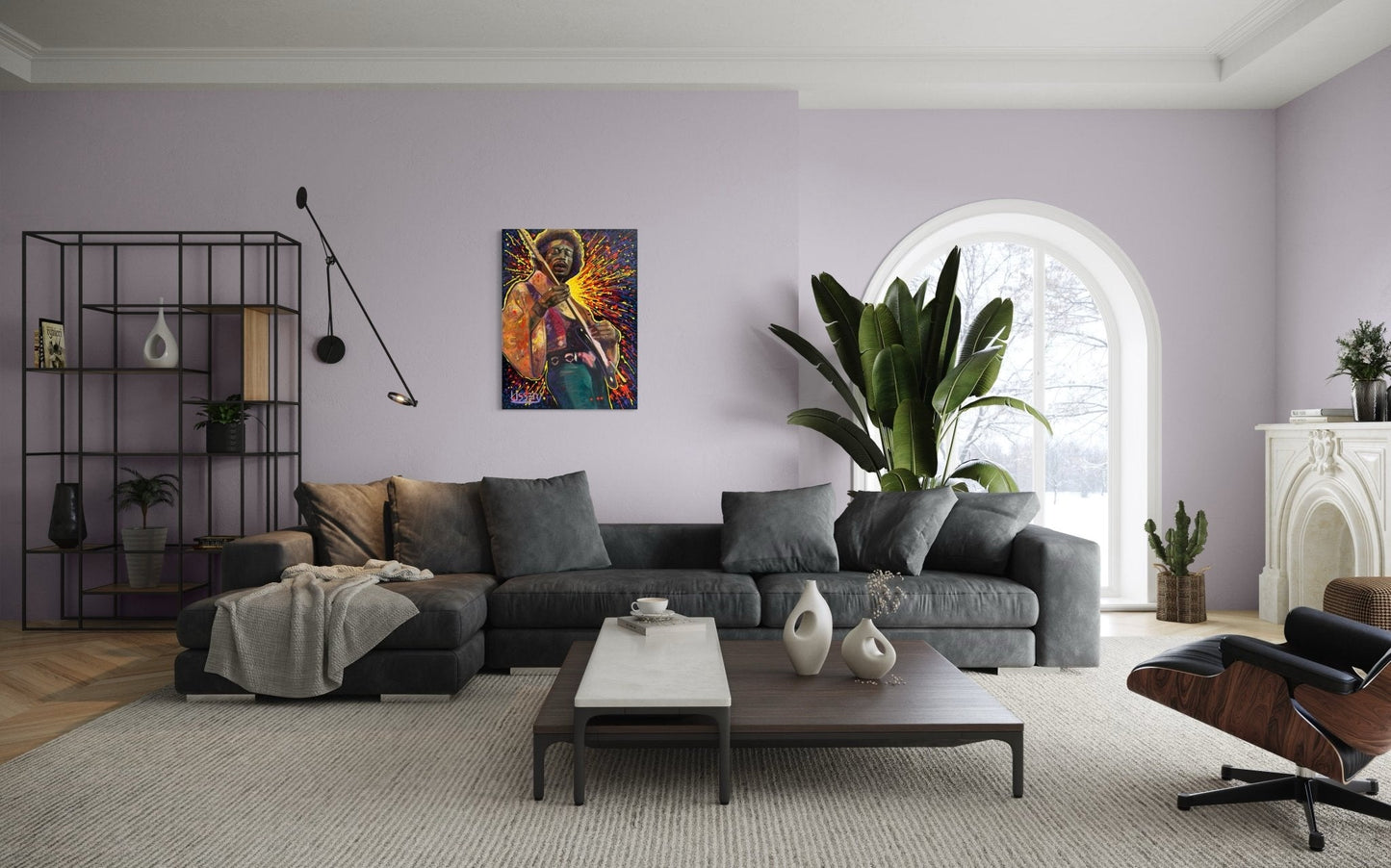 Jimmy’s Fire – Original Jimi Hendrix Acrylic Painting on 30x40 Canvas by David Ussery | Rock & Roll Fine Art - David Ussery