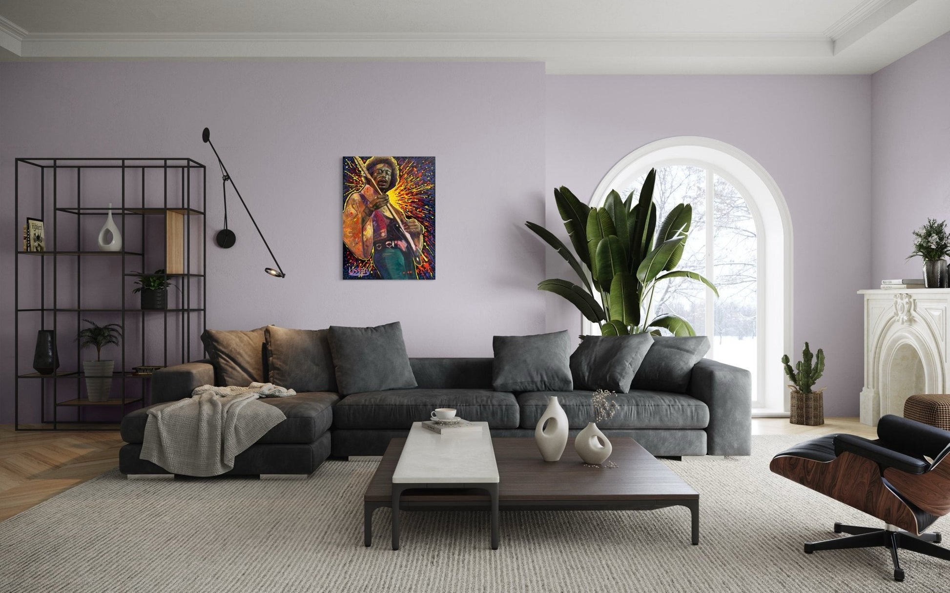 Jimmy’s Fire – Original Jimi Hendrix Acrylic Painting on 30x40 Canvas by David Ussery | Rock & Roll Fine Art - David Ussery