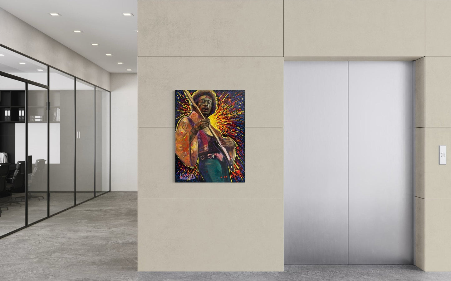 Jimmy’s Fire – Original Jimi Hendrix Acrylic Painting on 30x40 Canvas by David Ussery | Rock & Roll Fine Art - David Ussery