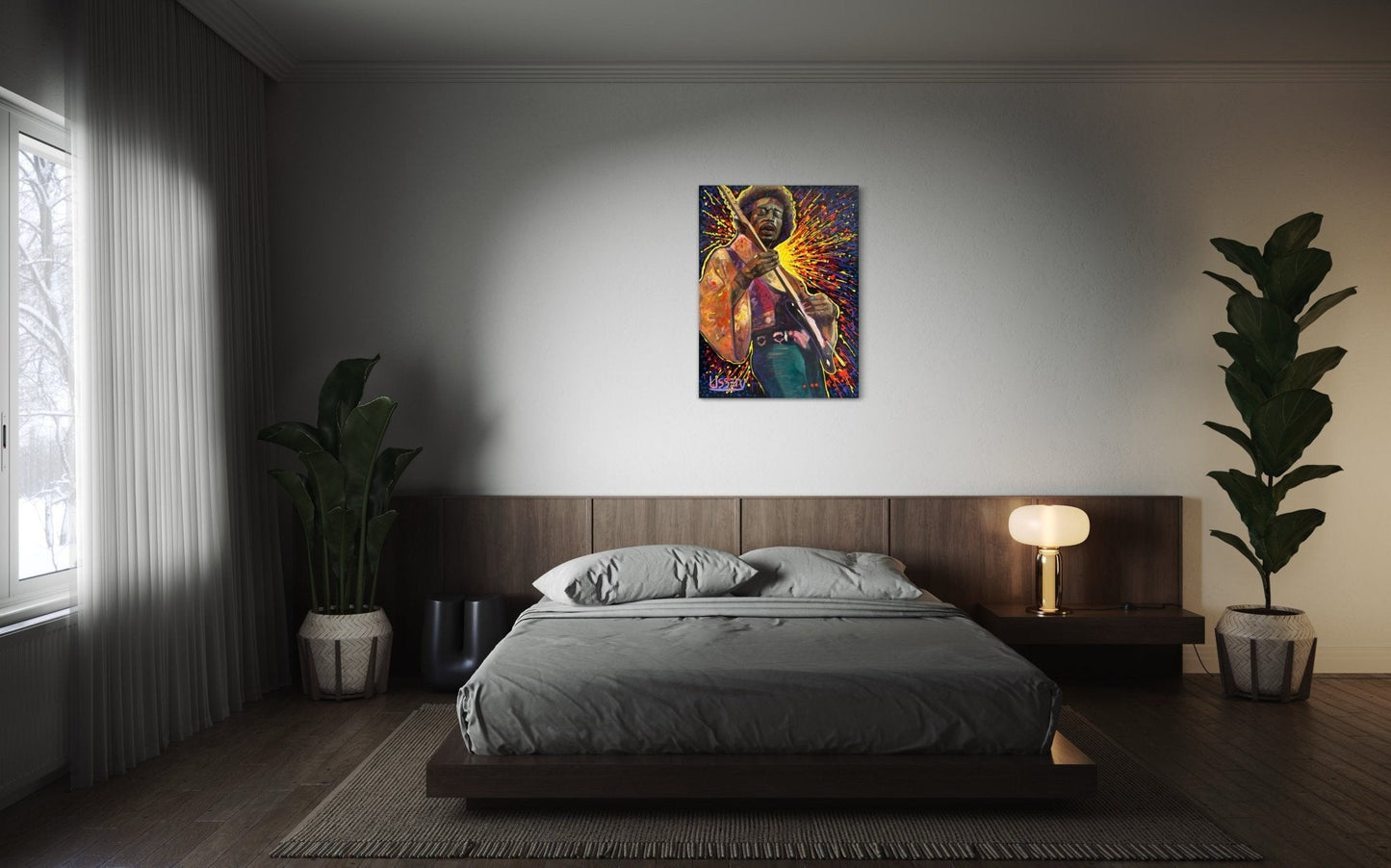 Jimmy’s Fire – Original Jimi Hendrix Acrylic Painting on 30x40 Canvas by David Ussery | Rock & Roll Fine Art - David Ussery