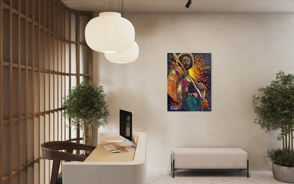 Jimmy’s Fire – Original Jimi Hendrix Acrylic Painting on 30x40 Canvas by David Ussery | Rock & Roll Fine Art - David Ussery