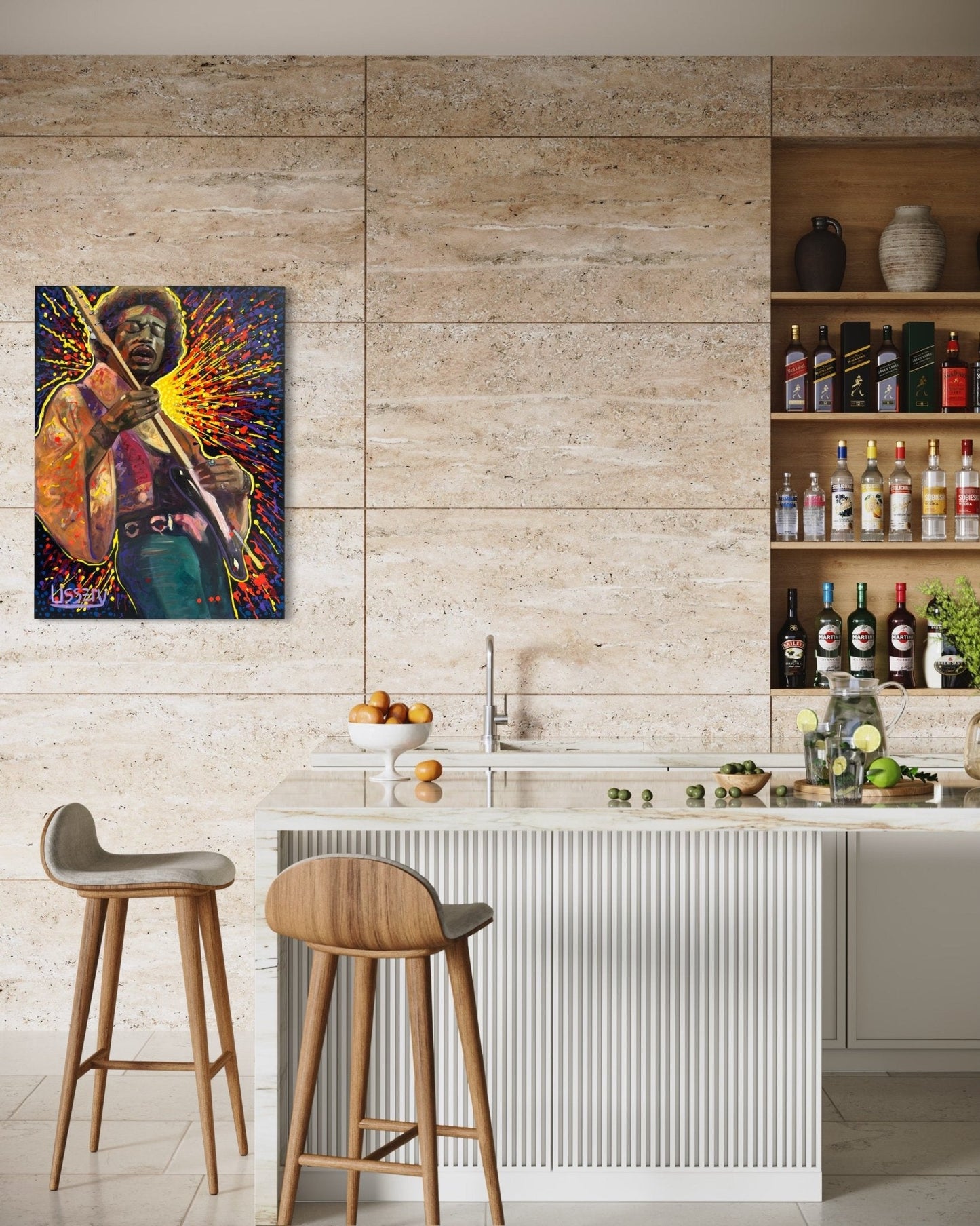 Jimmy’s Fire – Original Jimi Hendrix Acrylic Painting on 30x40 Canvas by David Ussery | Rock & Roll Fine Art - David Ussery