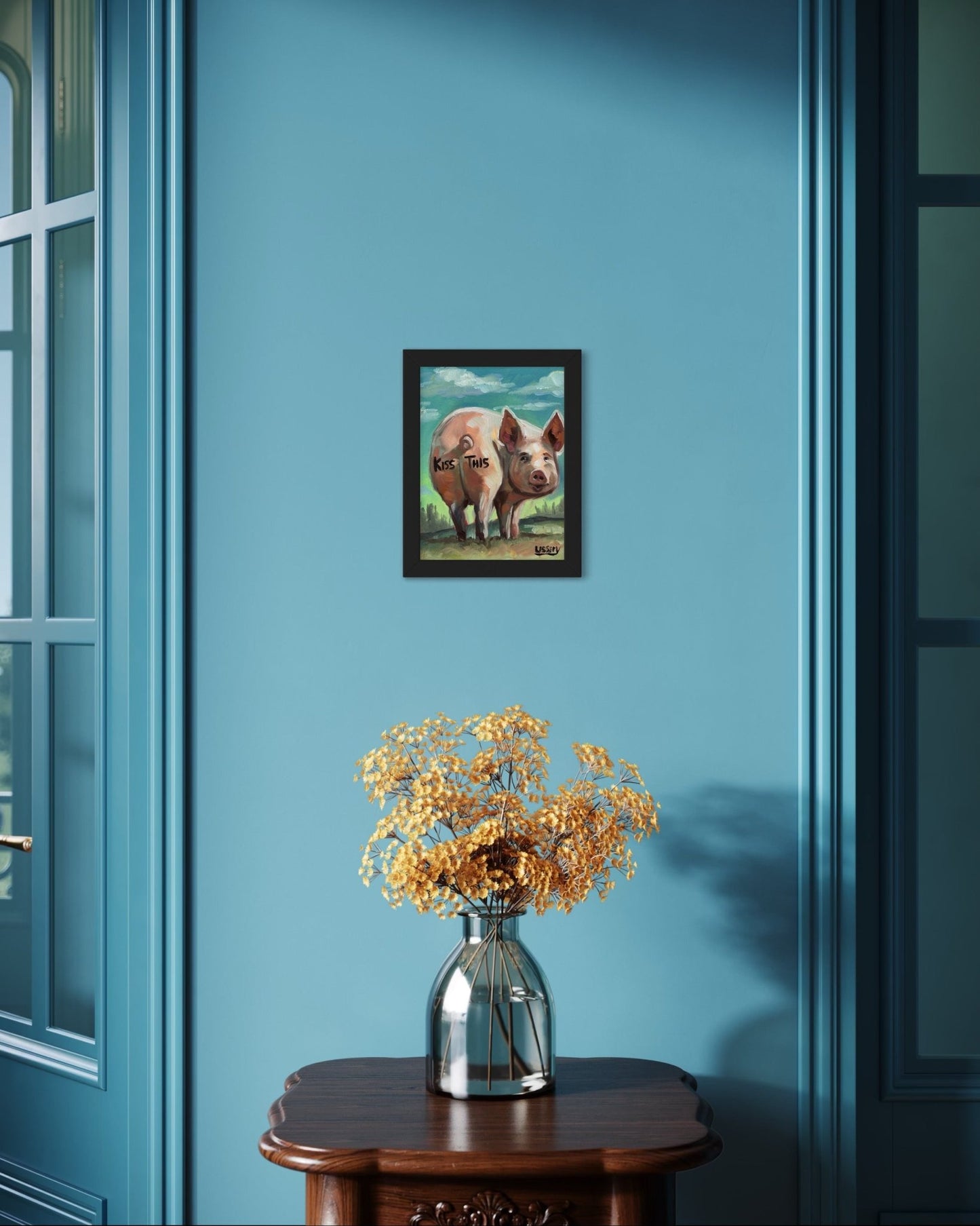 Original Pig Oil Painting 8x6 by David Ussery - Funny Animal Art - David Ussery