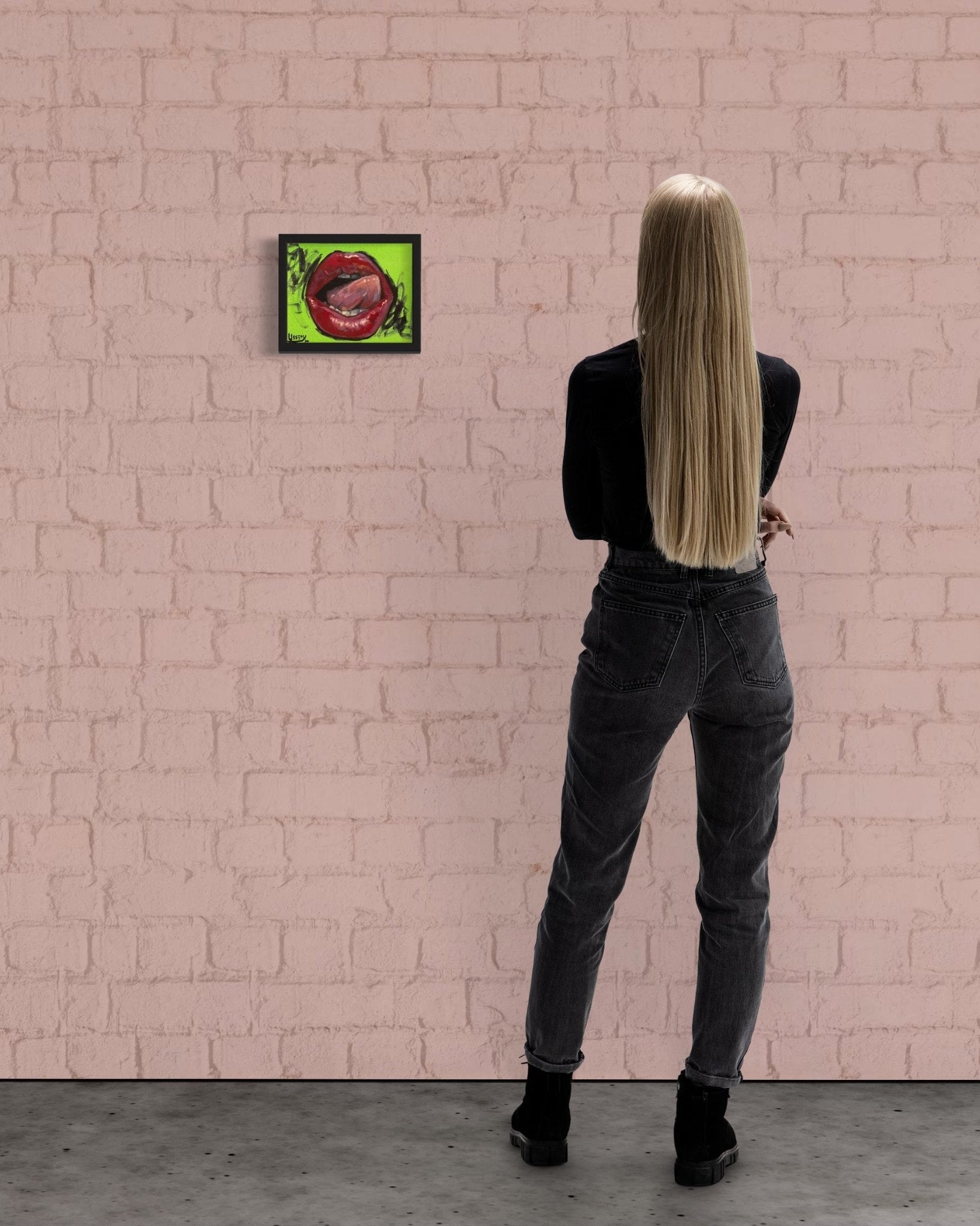 Lip Service oil 8x10 framed - David Ussery