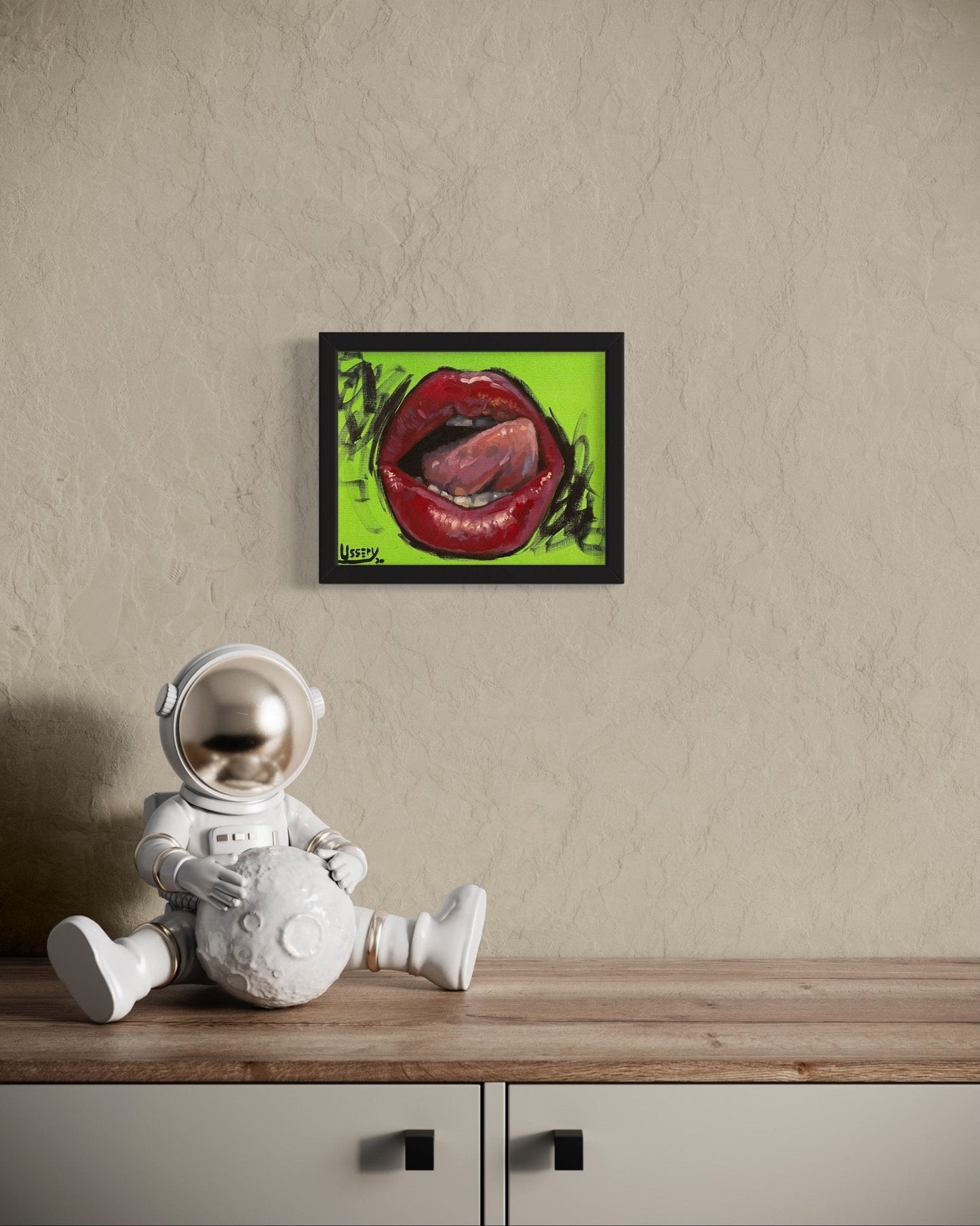 Lip Service oil 8x10 framed - David Ussery