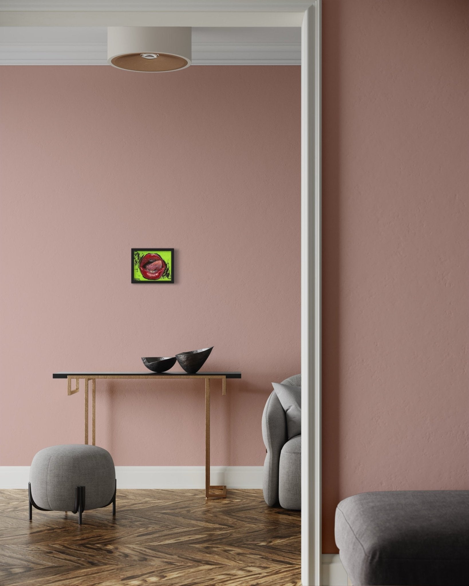 Lip Service oil 8x10 framed - David Ussery