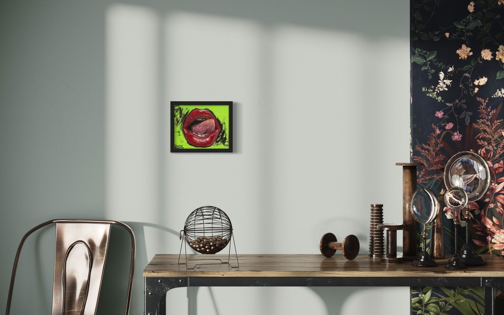 Lip Service oil 8x10 framed - David Ussery