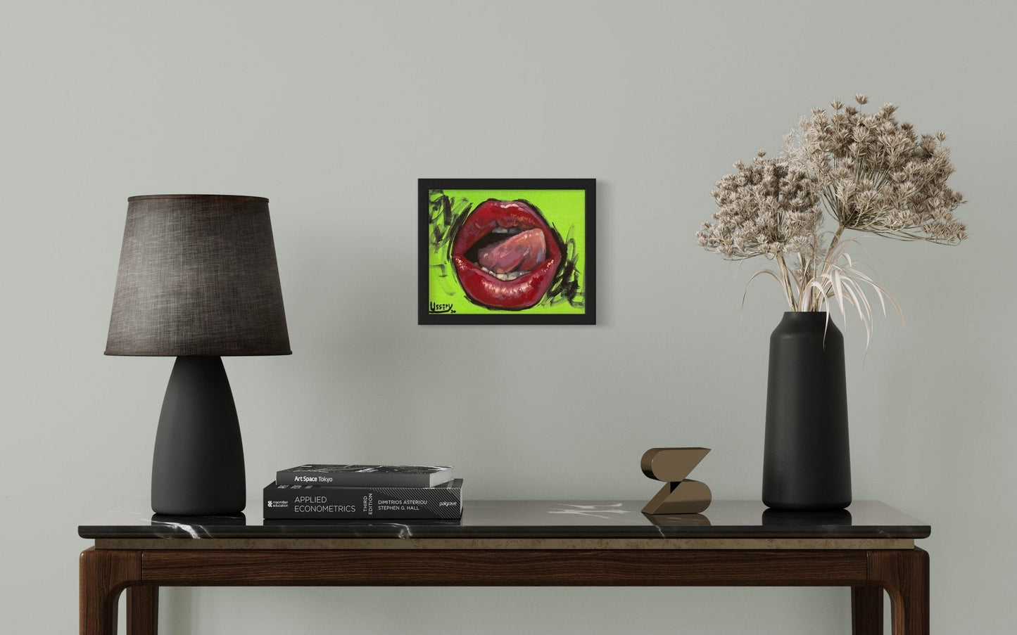 Lip Service oil 8x10 framed - David Ussery